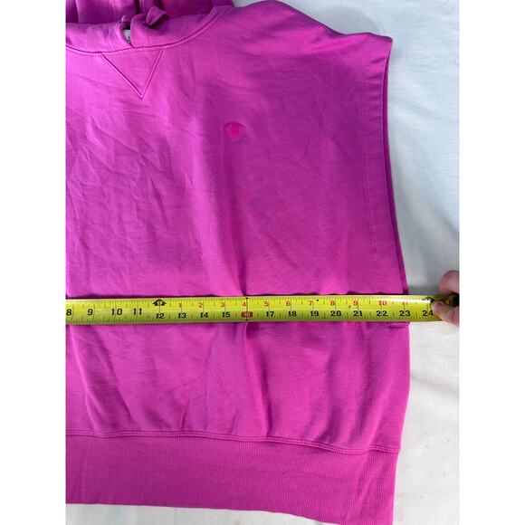 Champion Women sz XL Hot Pink Oversized Sleeveless Sweatshirt Hoodie Gym Comfort - Picture 8 of 10